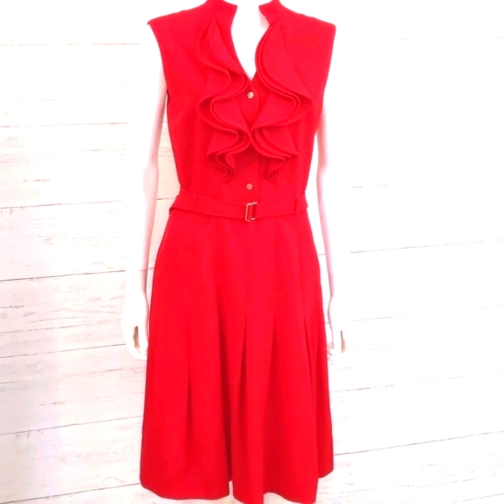 Calvin Klein Red ruffled dress size 8